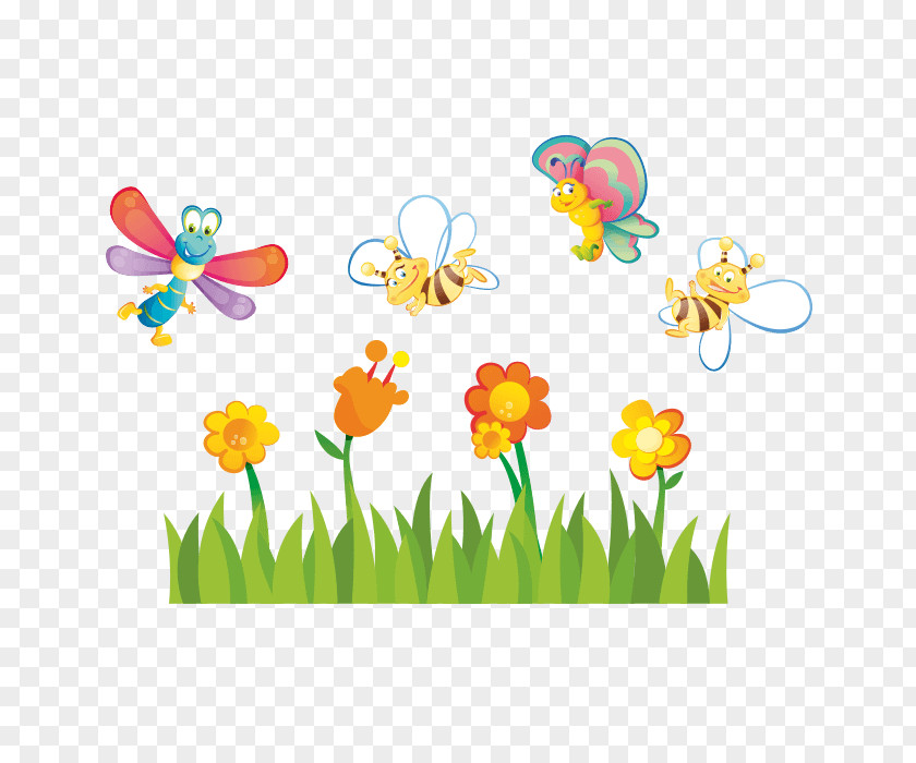 Bee Theme Butterfly Sticker Flower Furniture Insect PNG