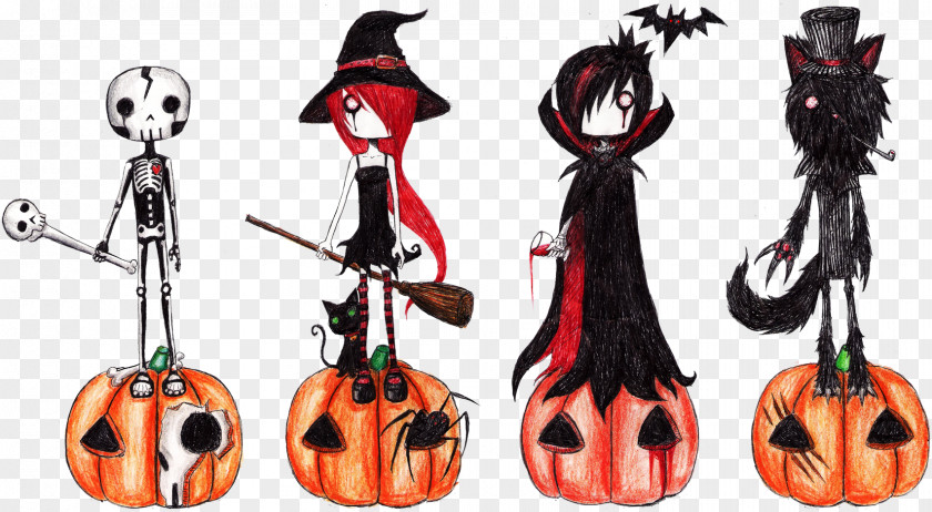Halloween Characters Drawing Image Illustration Google Doodle PNG