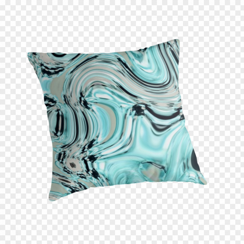 Marble Pattern Throw Pillows Cushion Blanket Turquoise PNG