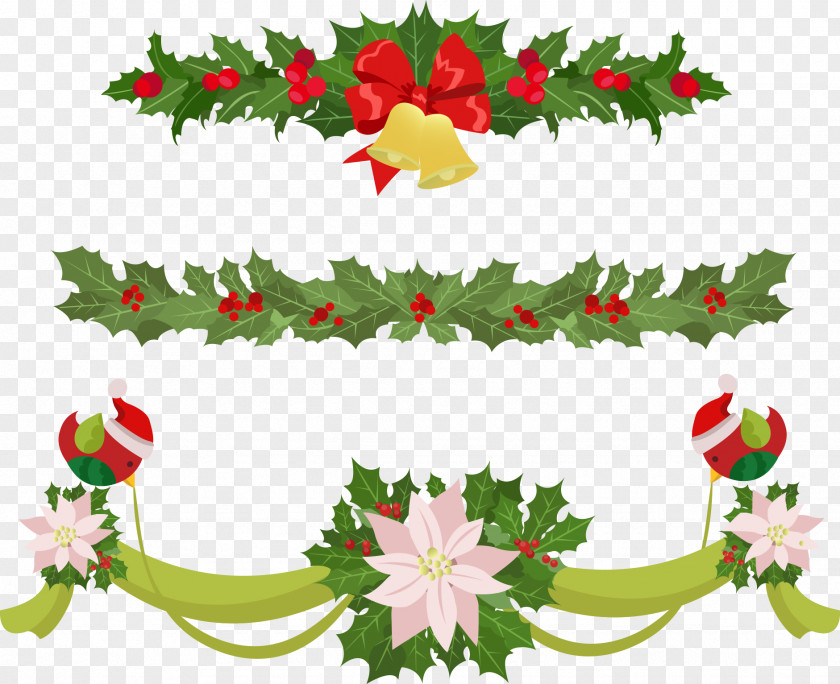 Christmas Bow Decoration Garland Euclidean Vector Clip Art PNG