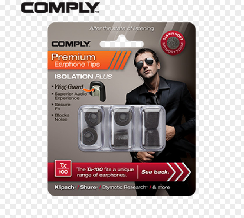 Comply™ FoamShure Headset Microphone Replacement Comply Tx-100 Isolation Plus Earphone Tips Headphones Hearing Components, Inc. PNG