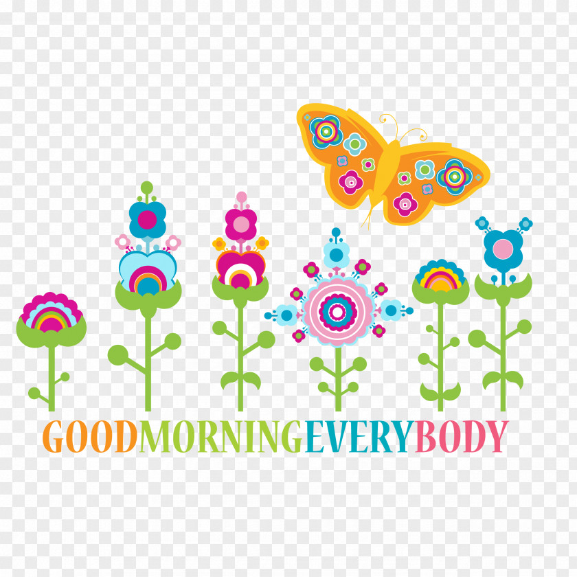 Good Morning Text Flower Clip Art PNG