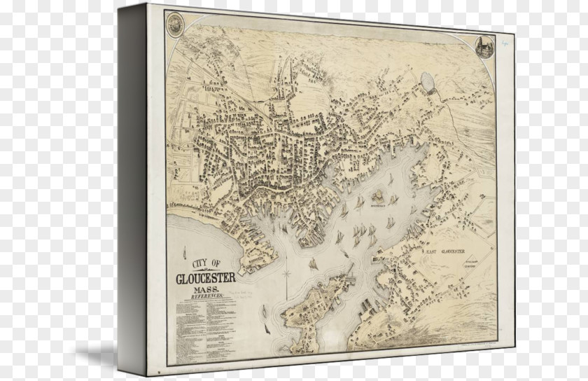 Map Gloucester Gallery Wrap Canvas Art PNG