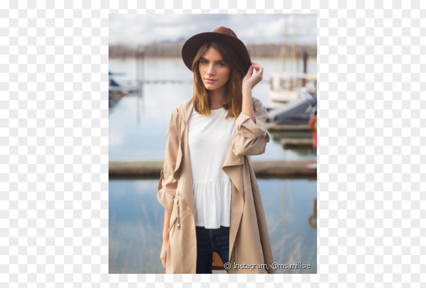 Bob Hair Fashion Beige Sleeve Coat PNG