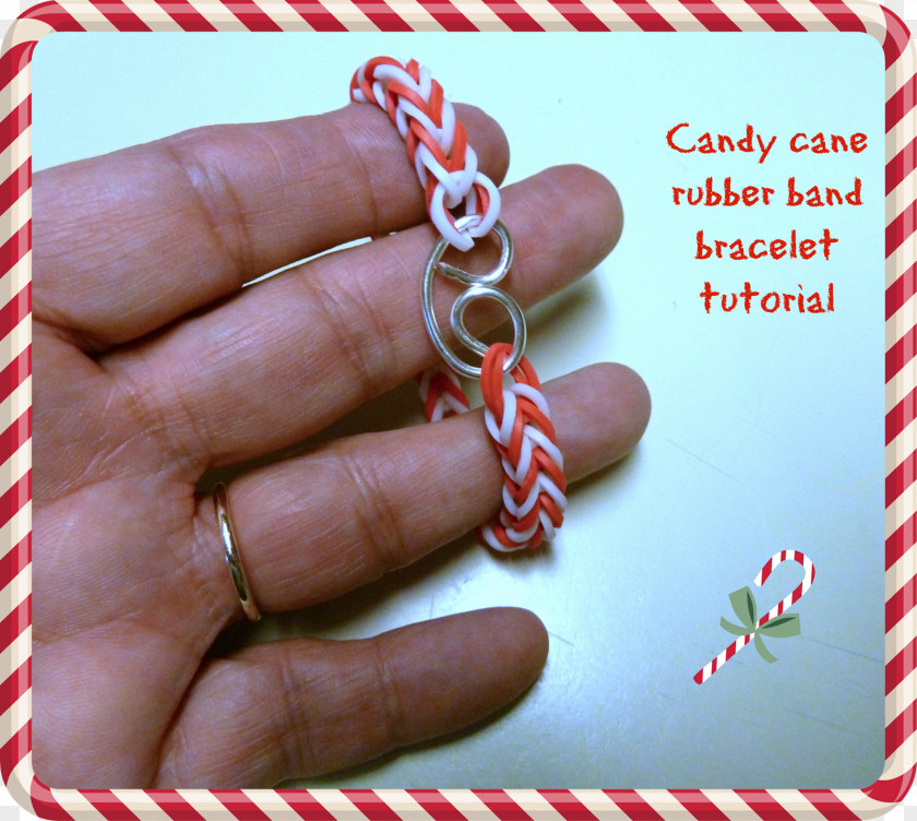 Rainbow Loom Candy Cane Rubber Bands Bracelet Natural PNG
