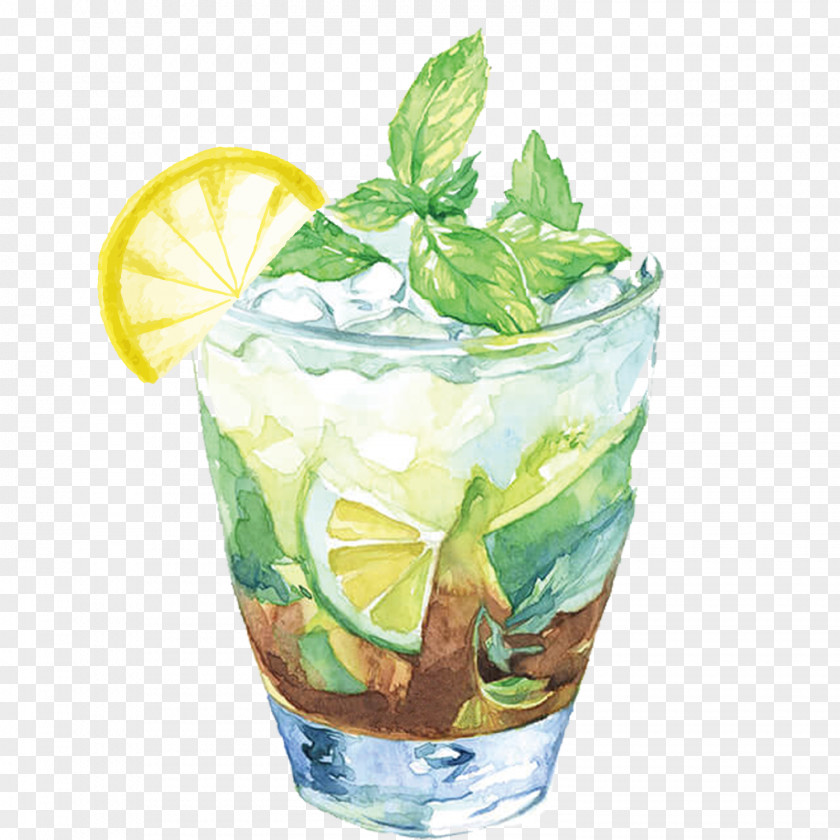 Lemon Mint Tea Juice Iced Cocktail Illustration PNG