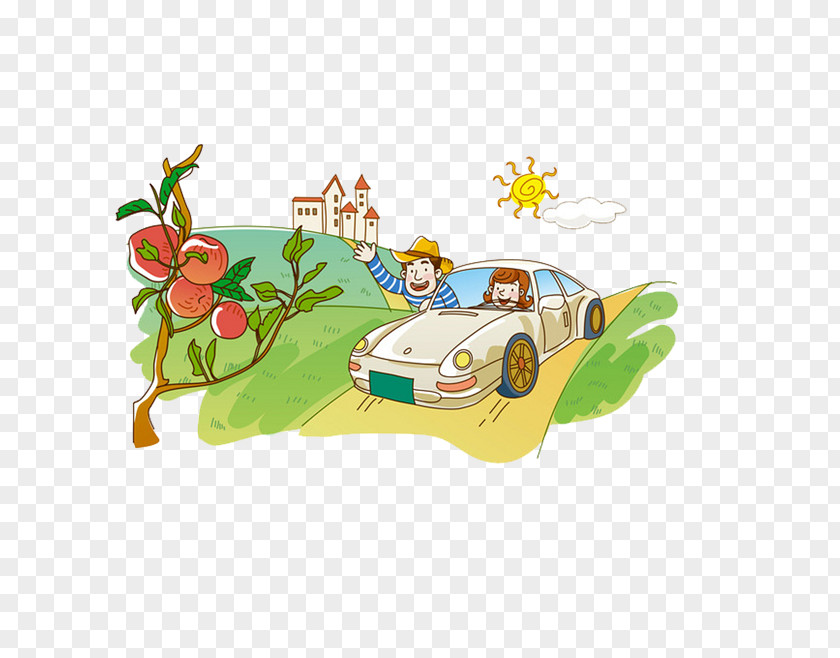 Happy Driving Cartoon PNG