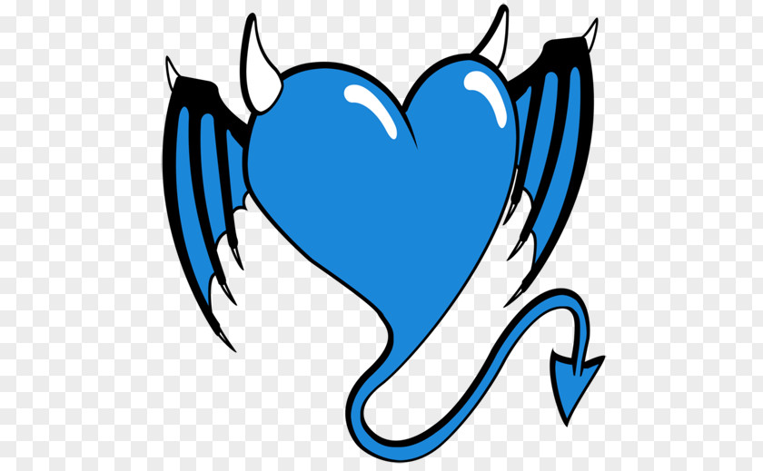 Blue,Heart-shaped,little Devil,Hand Painted Devil Heart Sign Of The Horns Satan PNG