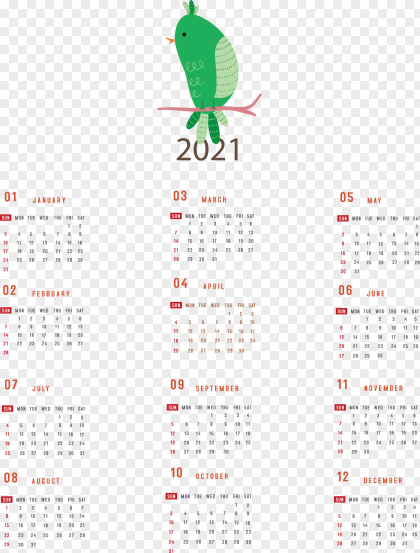 Printable 2021 Yearly Calendar PNG