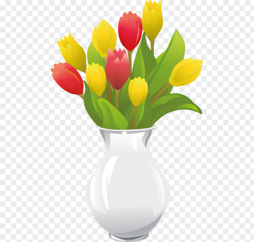 Cartoon Tulip Vase Flower Illustration PNG