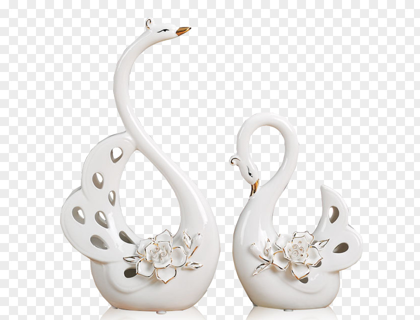 Swan Craft Ornaments Whooper Tundra Porcelain Ceramic White PNG