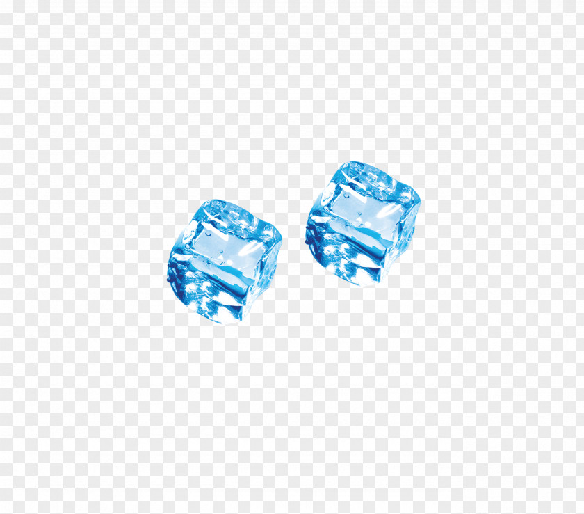 Three-dimensional Blue Ice Cube PNG