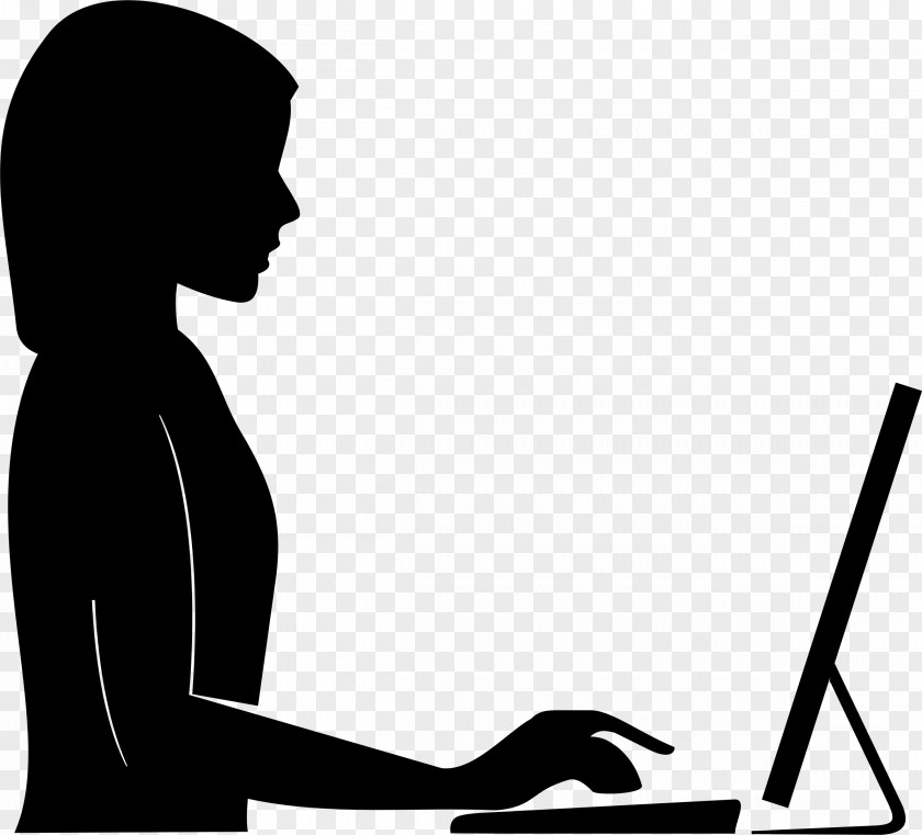 Typing Female Silhouette Clip Art PNG