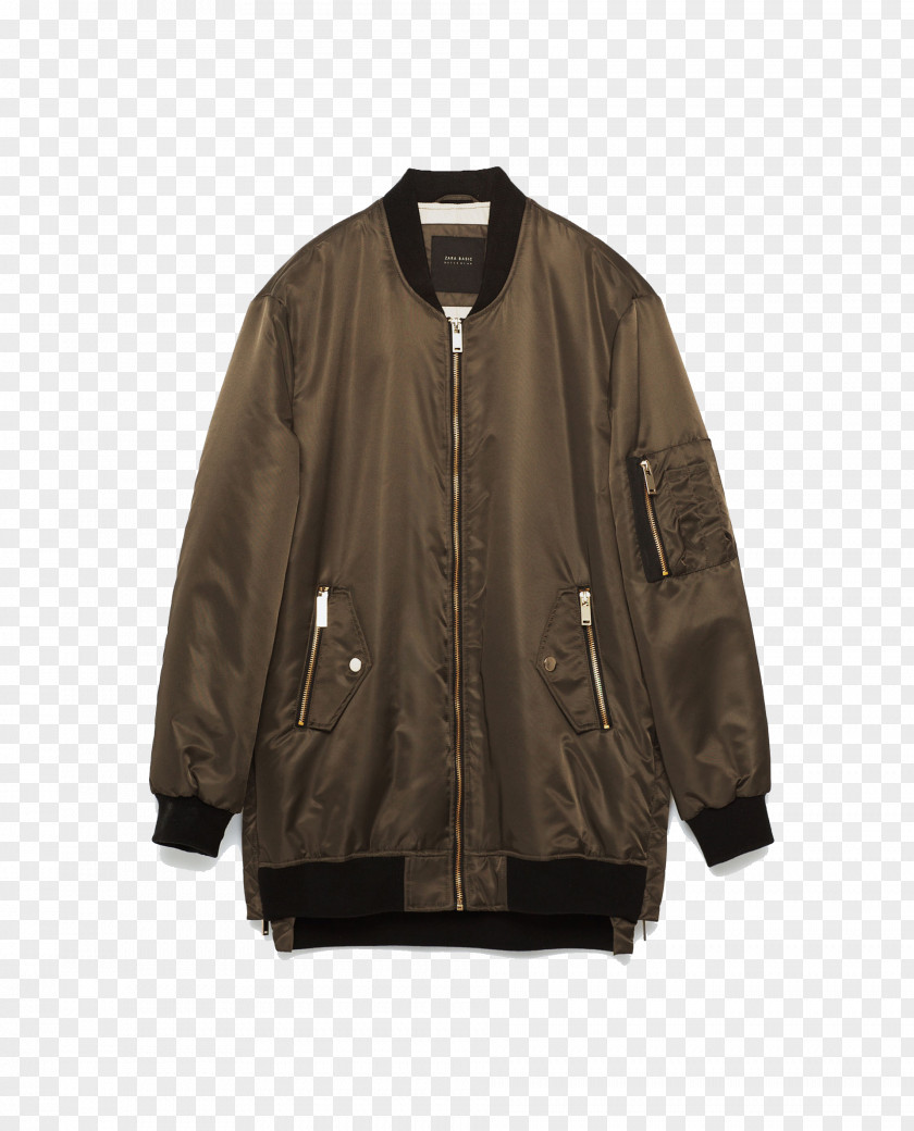 Zara Brown Aviator Jacket Flight Coat MA-1 Bomber PNG