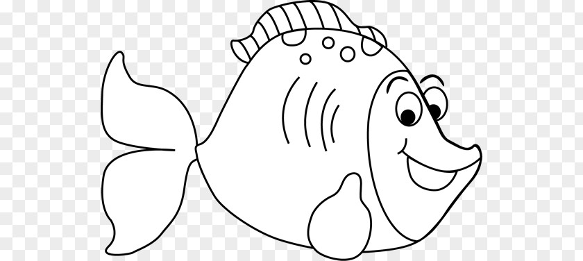 Black Outline Of A Fish Cartoon Clip Art PNG