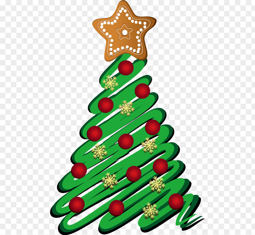Christmas Tree Star Painted Green Line Clip Art PNG
