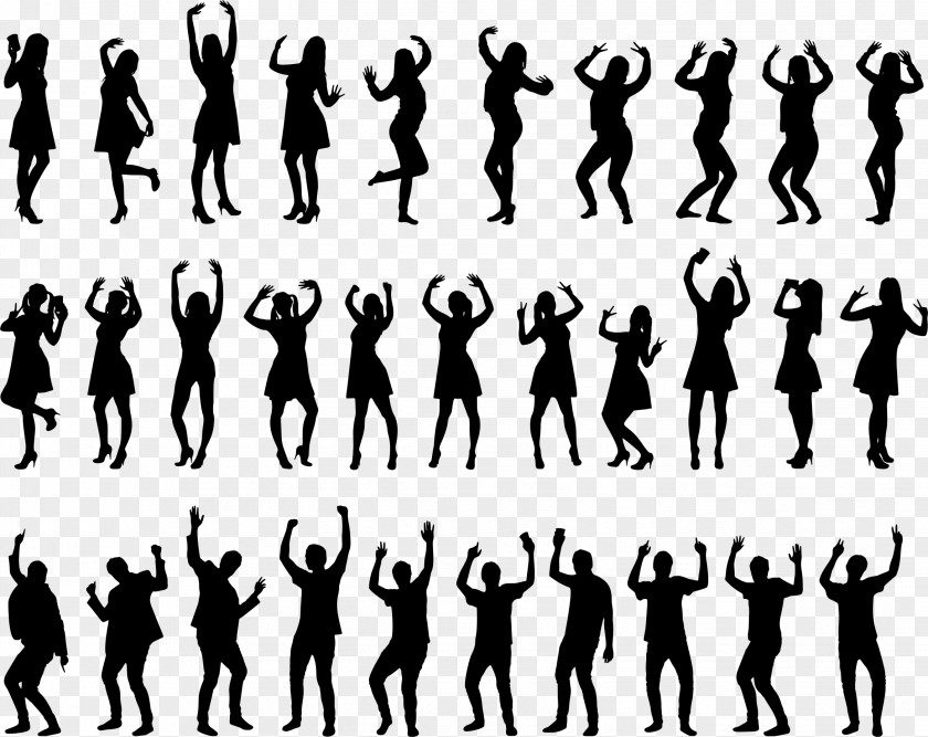 People Jubilating Silohouette Silhouette Dance Art Clip PNG