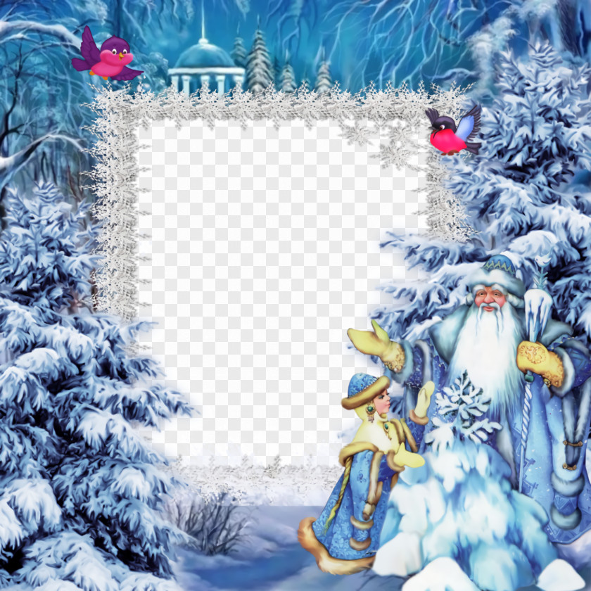 Picture Frame Freezing Christmas Border Decor PNG