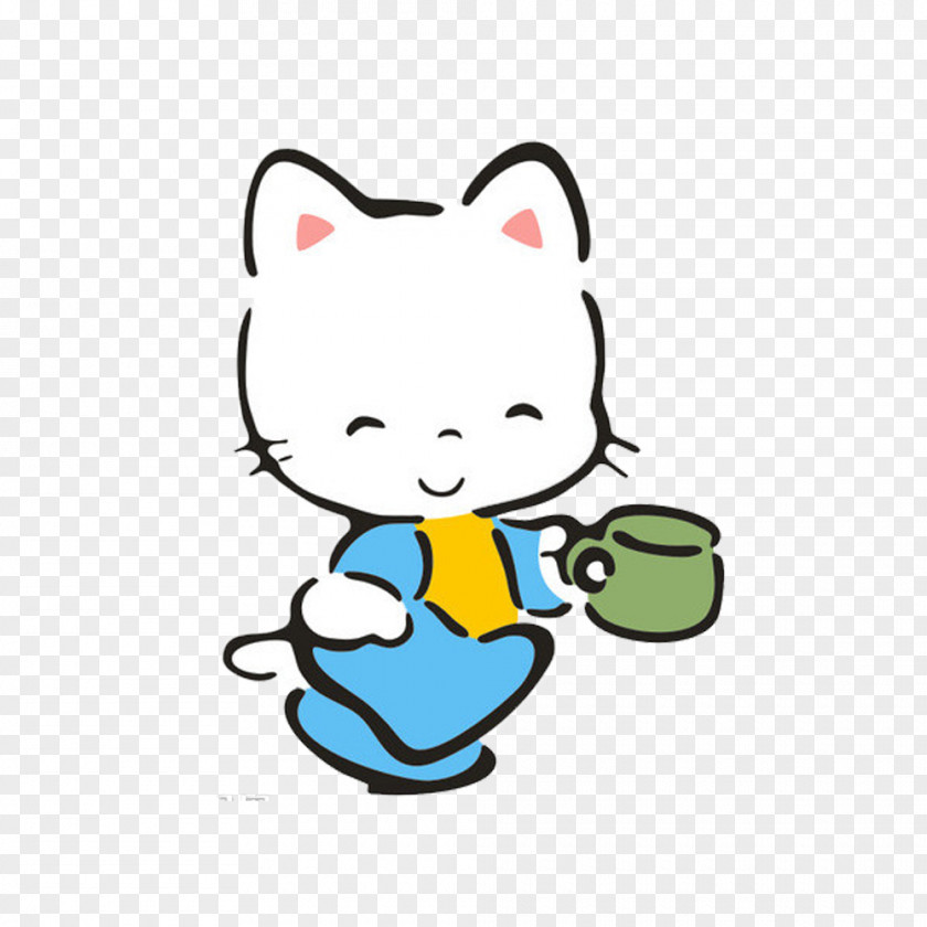 Little Cat Holding A Cup To Pull Creative Free Dog Cuteness Clip Art PNG