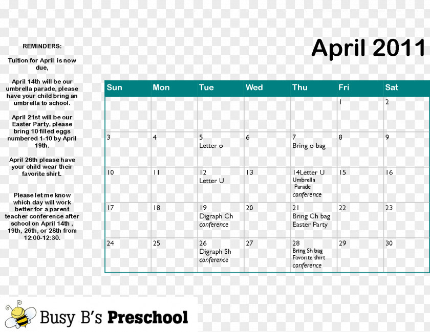 April Calendar Document Green Computer Program PNG