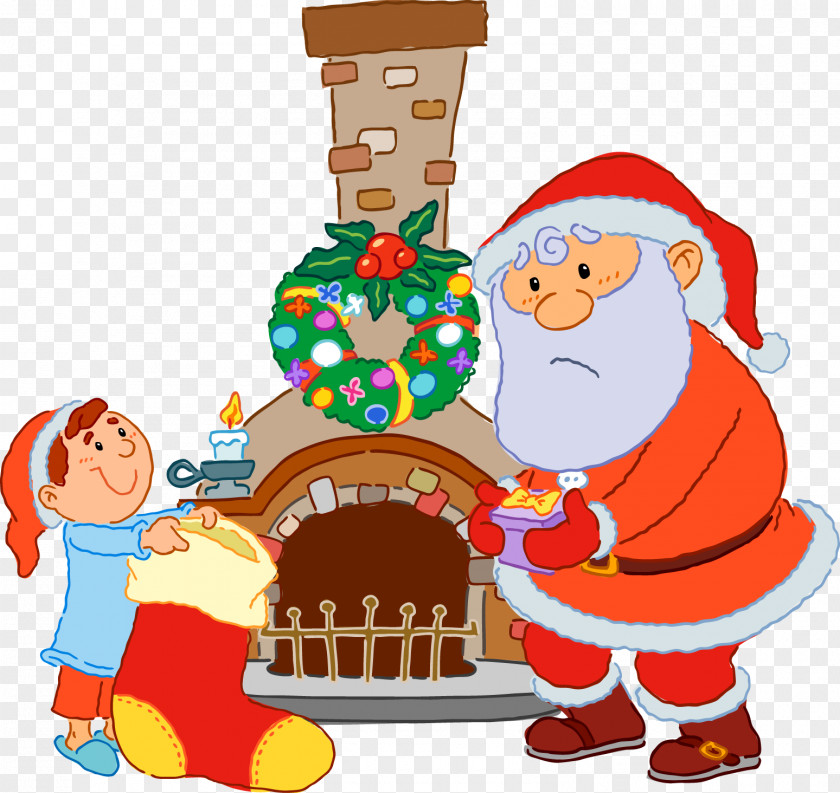 Vector Santa Claus Gifts Gift Cartoon Clip Art PNG