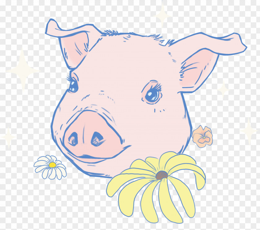 Drawing Bovine Pig Cartoon PNG