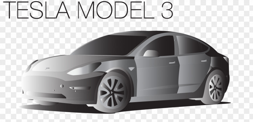 Electric Vehicle Tesla Model 3 Tire Mid-size Car Motors PNG
