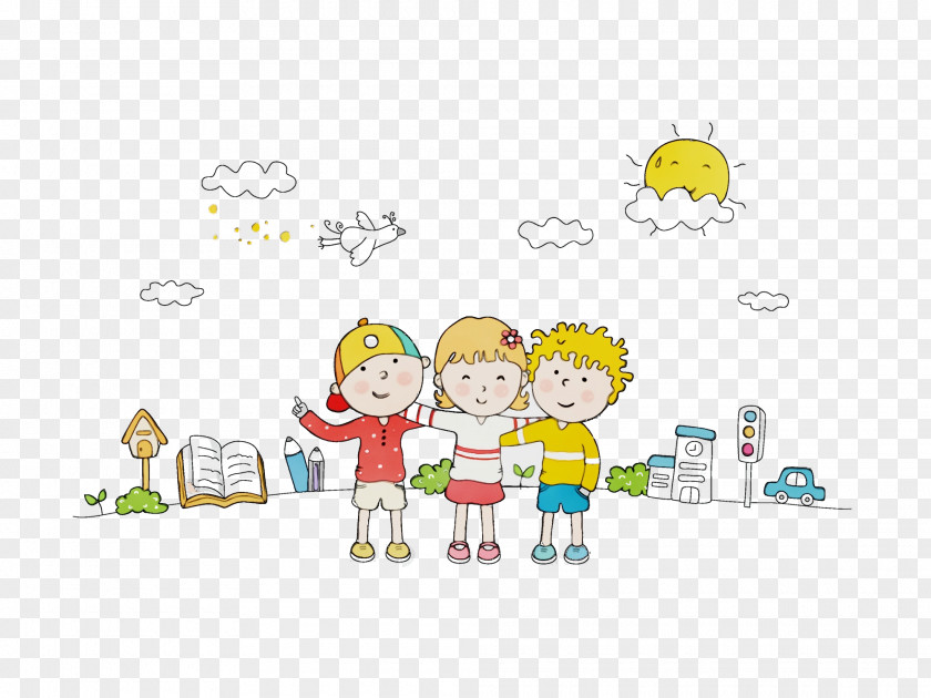 Cartoon Yellow Child Sharing PNG