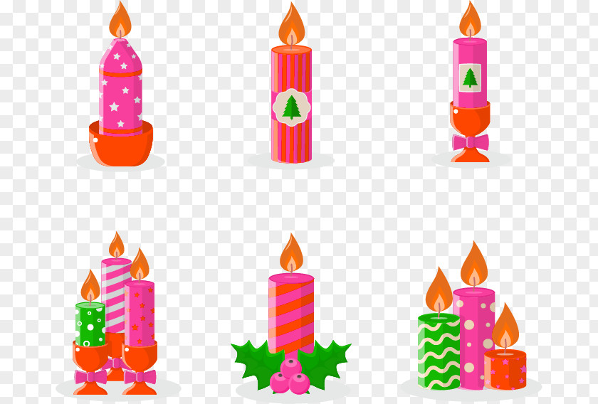Red Cartoon Candle Decoration Pattern Clip Art PNG