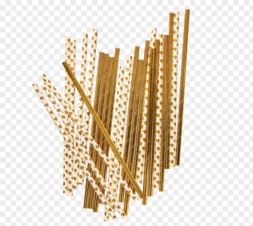 Gold Rice Paper Drinking Straw PNG