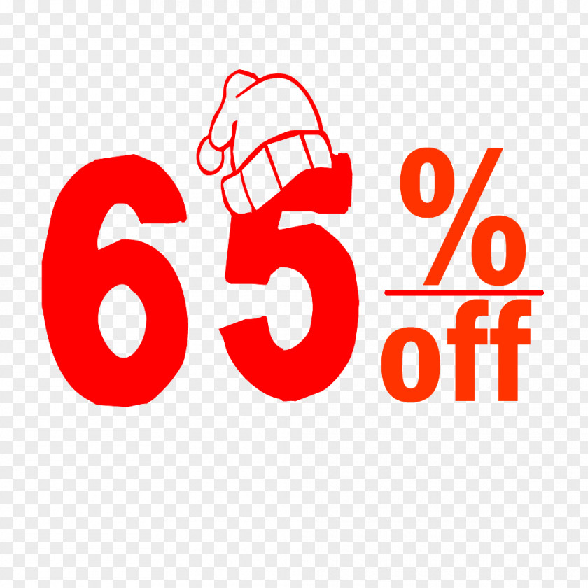 Christmas 65% Discount Tag. PNG