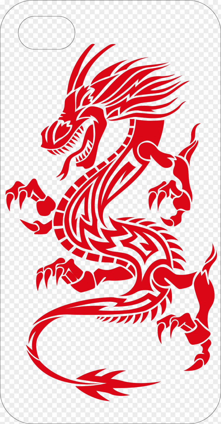 Long Beautiful Mobile Phone Shell Tattoo Dragon Tribe Illustration PNG