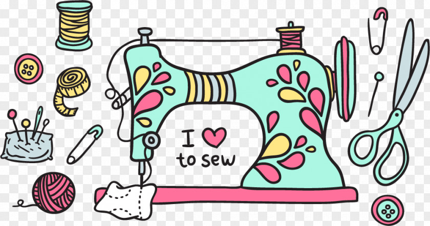 Vector Mint Green Machine Sewing Clip Art PNG