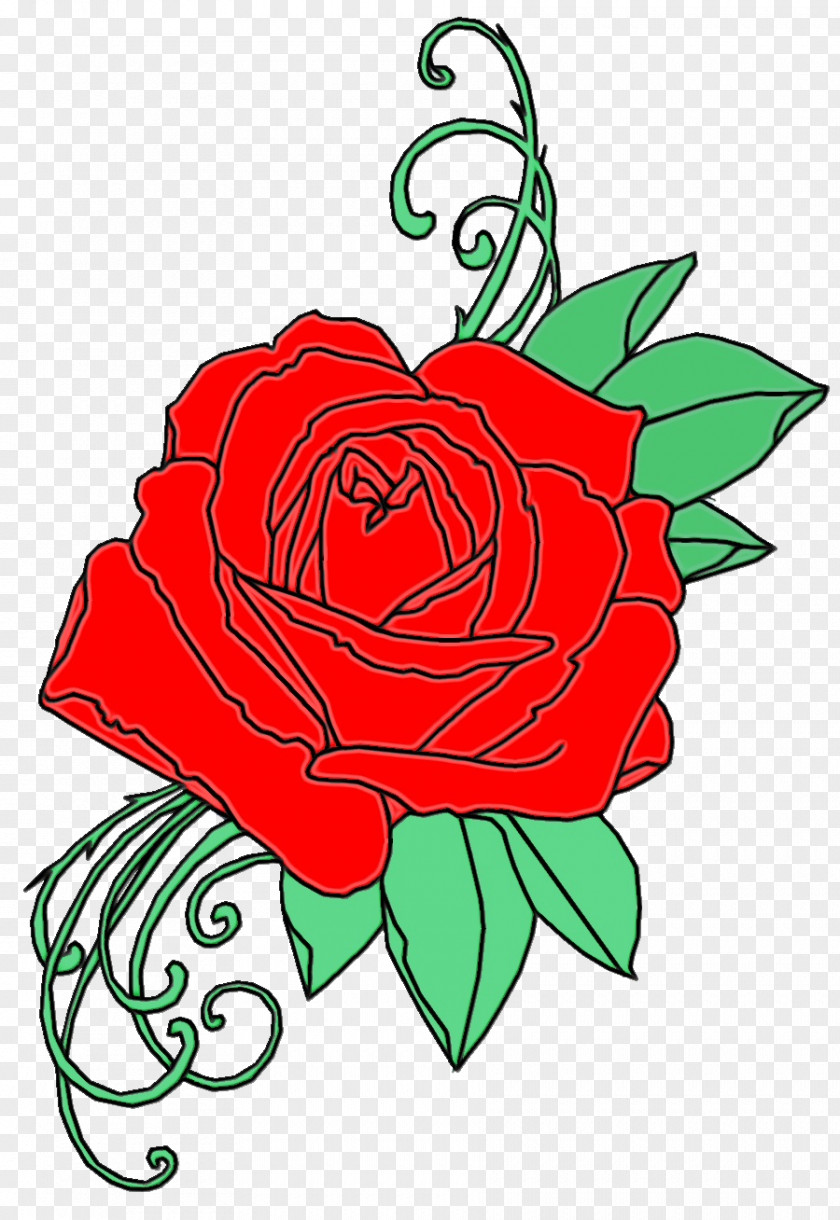 Flowering Plant Hybrid Tea Rose Flower Line Art PNG