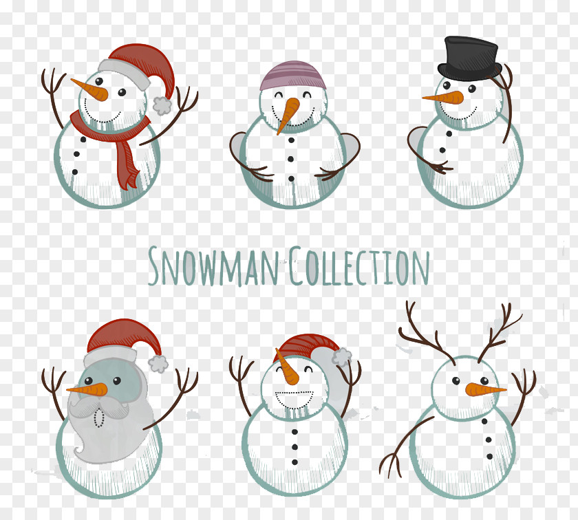 6 Cute Snowman Christmas Hat Clip Art PNG