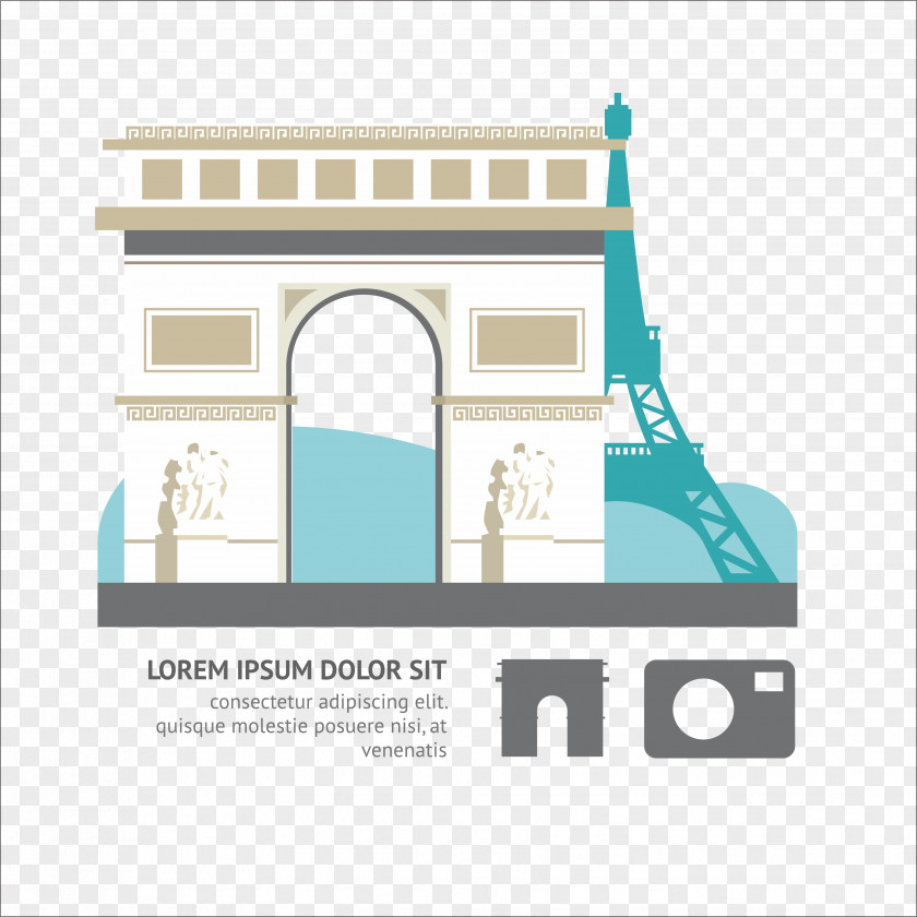 Flat Switzerland Buildings Arc De Triomphe Eiffel Tower Triumphal Arch PNG