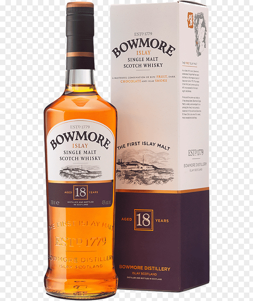 Whisky. Bowmore Islay Whisky Single Malt Scotch Whiskey PNG