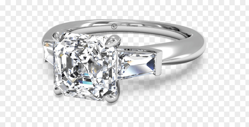 Bagett Diamond Wedding Ring Engagement Size PNG