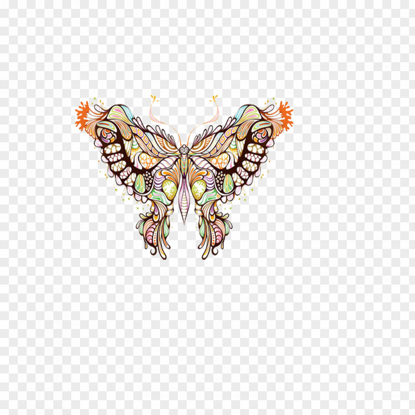 Butterfly Drawing Motif PNG