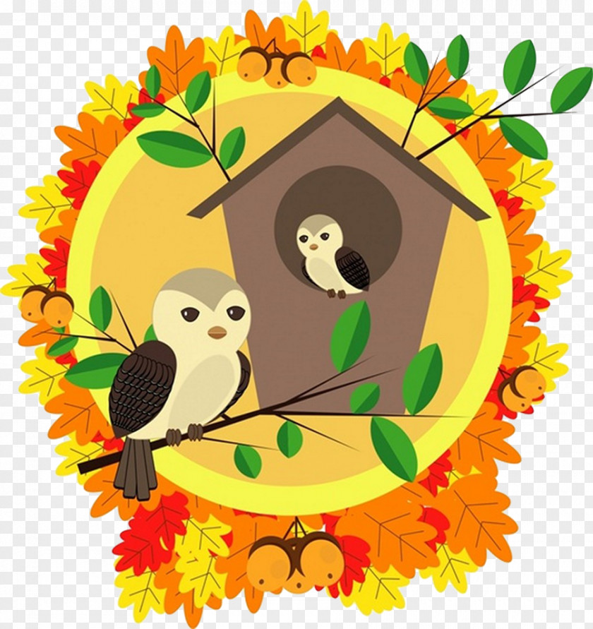 Cartoon Bird's Nest Bird Autumn Clip Art PNG