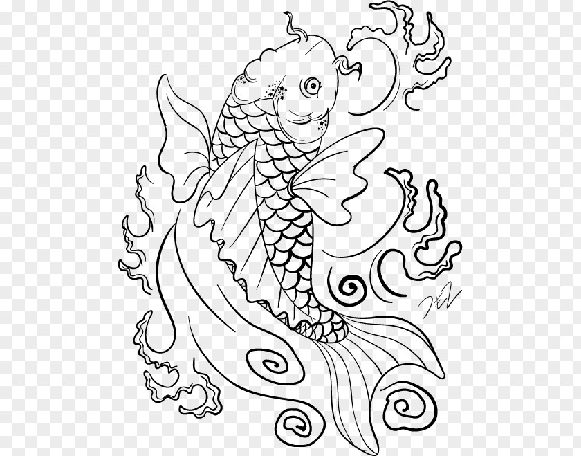 Koi Tattoo Fish Drawing Carp Coloring Book PNG