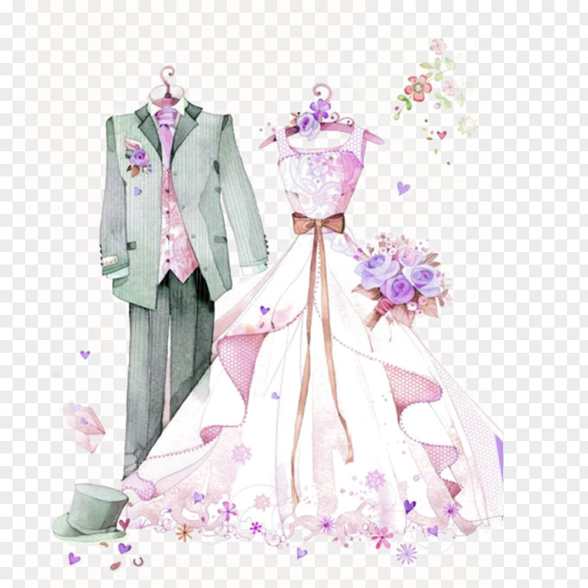 Bride Groom Wedding Dress Marriage Formal Wear PNG