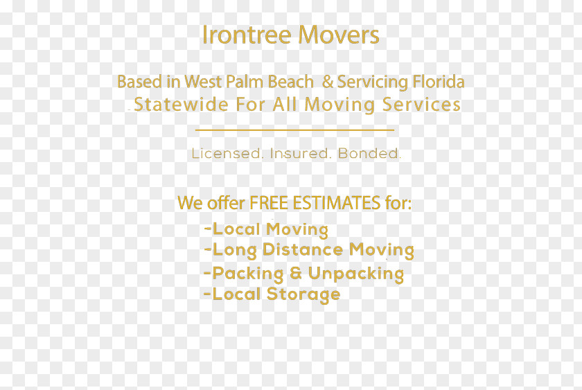IronTree Movers West Palm Beach Relocation Service PNG