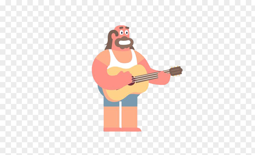 Flat Uncle Acoustic Guitar Animation Illustration PNG