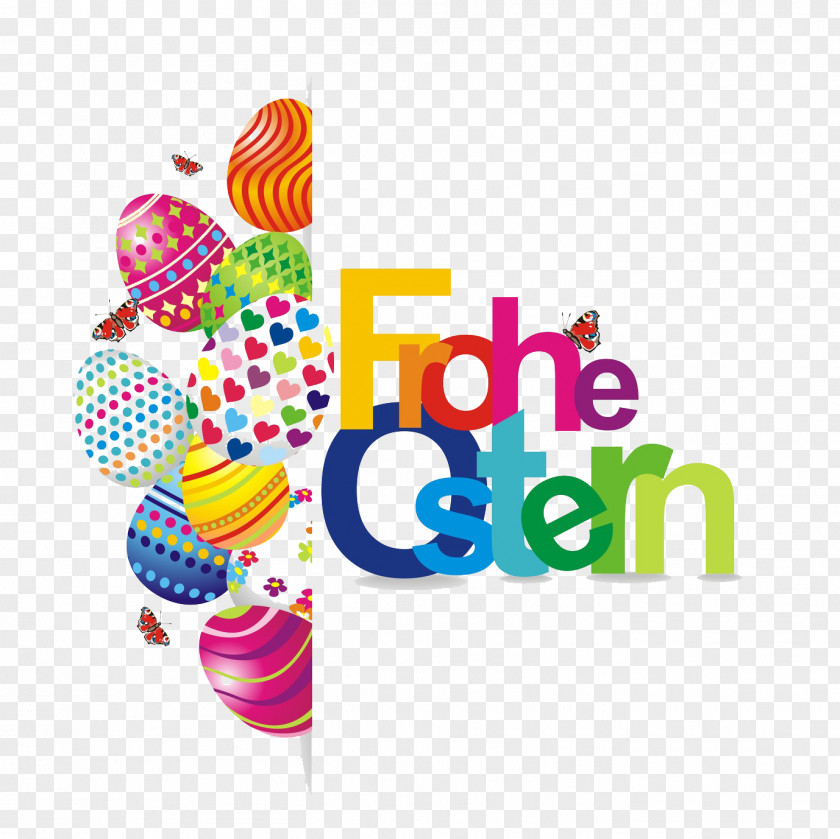 Frohe Ostern Logo Line Font PNG