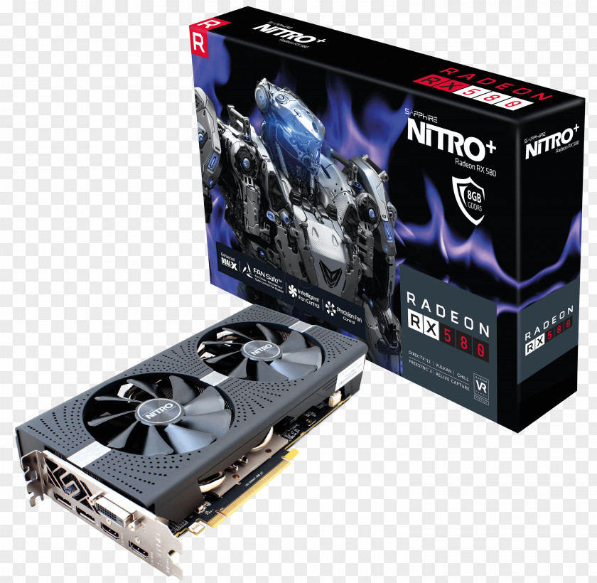 Graphics Cards & Video Adapters AMD Radeon RX 580 Sapphire Technology NITRO+ PNG
