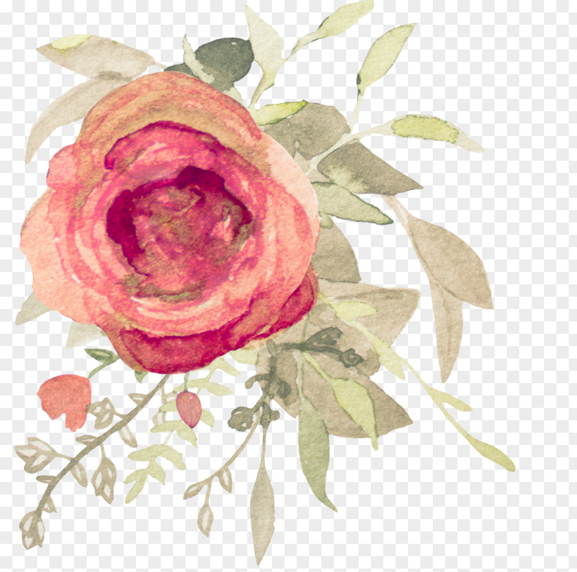 Watercolor Sky Garden Roses Flower Painting Floral Design PNG