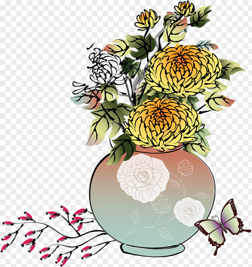 Chrysanthemum Ink Wash Painting Download Chinese PNG