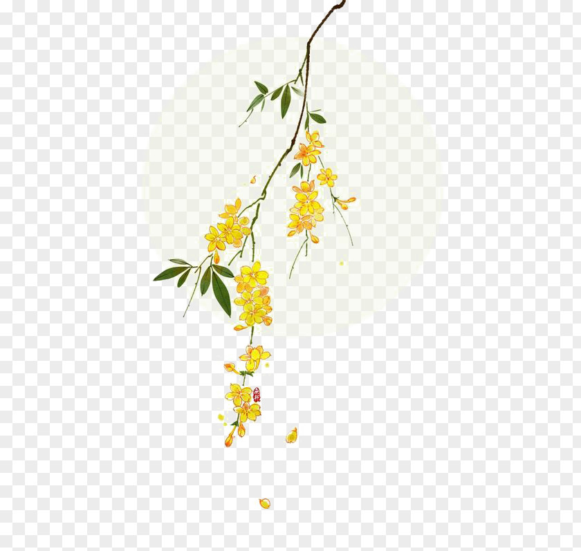Watercolor Flowers Sweet Osmanthus Gold PNG