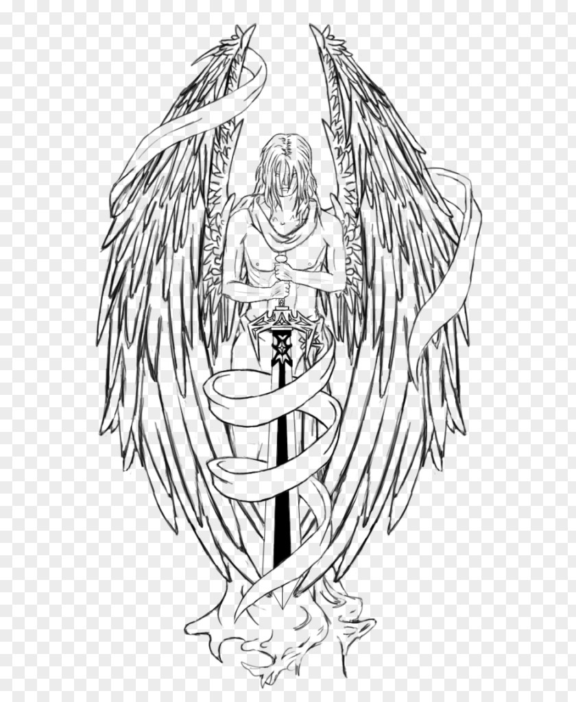 Angel Tattoo Sword Drawing New School PNG